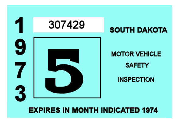 (image for) 1973-74 South Dakota INSPECTION Sticker